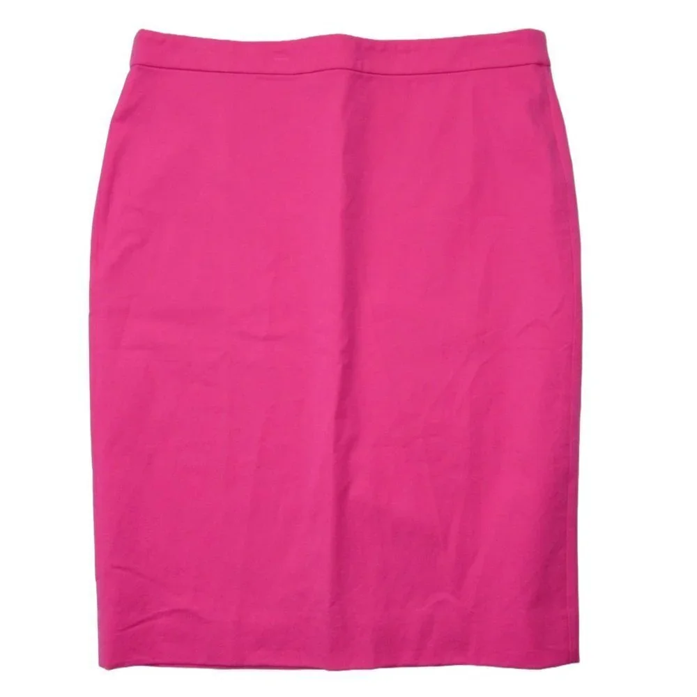 NWT J.Crew Petite No. 2 Pencil in Bright Begonia Pink Bi-stretch Cotton Skirt 2P